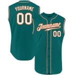 Sleeveless Baseball Custom Authentic Aqua White-Orange Jersey Sleeveless Baseball Custom Authentic Aqua White-Orange Jersey