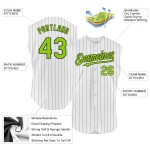 White Black Sleeveless Custom Green Neon Authentic Pinstripe Baseball Jersey White Black Sleeveless Custom Green Neon Authentic Pinstripe Baseball Jersey
