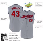 Custom Gray Baseball Jersey Sleeveless Authentic Red-Navy Custom Gray Baseball Jersey Sleeveless Authentic Red-Navy