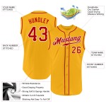 Authentic Red-White Gold Custom Sleeveless Jersey Baseball Authentic Red-White Gold Custom Sleeveless Jersey Baseball