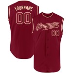 Sleeveless Crimson Jersey Crimson-Cream Authentic Custom Baseball Sleeveless Crimson Jersey Crimson-Cream Authentic Custom Baseball
