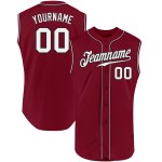 Authentic Baseball Jersey Crimson White-Black Custom Sleeveless Authentic Baseball Jersey Crimson White-Black Custom Sleeveless