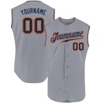 Custom Blue Black-Powder Sleeveless Gray Jersey Baseball Authentic Custom Blue Black-Powder Sleeveless Gray Jersey Baseball Authentic