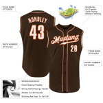 Baseball Jersey Brown Authentic Sleeveless White-Orange Custom Baseball Jersey Brown Authentic Sleeveless White-Orange Custom