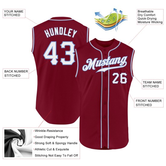 Authentic Crimson Jersey Baseball Blue White-Light Sleeveless Custom Authentic Crimson Jersey Baseball Blue White-Light Sleeveless Custom
