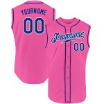 Pink Jersey Royal-White Authentic Baseball Sleeveless Custom Pink Jersey Royal-White Authentic Baseball Sleeveless Custom