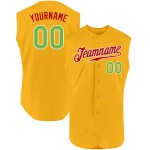 Sleeveless Neon Authentic Jersey Custom Gold Baseball Green-Red Sleeveless Neon Authentic Jersey Custom Gold Baseball Green-Red