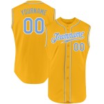 Blue-White Baseball Gold Light Sleeveless Custom Authentic Jersey Blue-White Baseball Gold Light Sleeveless Custom Authentic Jersey