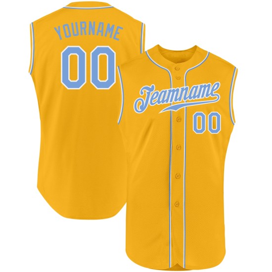 Blue-White Baseball Gold Light Sleeveless Custom Authentic Jersey Blue-White Baseball Gold Light Sleeveless Custom Authentic Jersey