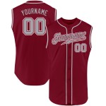 Crimson Authentic Jersey Baseball Gray-White Custom Sleeveless Crimson Authentic Jersey Baseball Gray-White Custom Sleeveless