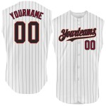 Pinstripe Jersey White Custom Black Cream Sleeveless Crimson-City Baseball Authentic Pinstripe Jersey White Custom Black Cream Sleeveless Crimson-City Baseball Authentic