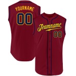 Crimson Sleeveless Custom Navy-Gold Authentic Jersey Baseball Crimson Sleeveless Custom Navy-Gold Authentic Jersey Baseball