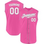 Jersey White-Gray Baseball Authentic Pink Sleeveless Custom Jersey White-Gray Baseball Authentic Pink Sleeveless Custom