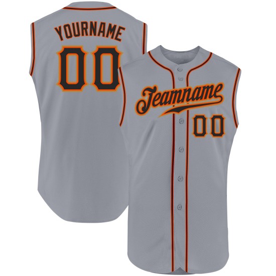 Jersey Baseball Custom Authentic Black-Orange Sleeveless Gray Jersey Baseball Custom Authentic Black-Orange Sleeveless Gray