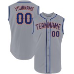 Sleeveless Authentic Baseball Royal-Orange Jersey Custom Gray Sleeveless Authentic Baseball Royal-Orange Jersey Custom Gray