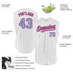 Pinstripe Black Custom Baseball Sleeveless Light Jersey White Blue-Pink Authentic Pinstripe Black Custom Baseball Sleeveless Light Jersey White Blue-Pink Authentic