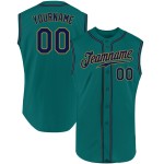 Authentic Custom Baseball Sleeveless Gold Aqua Jersey Navy-Old Authentic Custom Baseball Sleeveless Gold Aqua Jersey Navy-Old