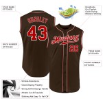 Sleeveless Red-White Jersey Brown Authentic Baseball Custom Sleeveless Red-White Jersey Brown Authentic Baseball Custom