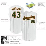 Custom Baseball Jersey Green Pinstripe White Sleeveless Orange Authentic Custom Baseball Jersey Green Pinstripe White Sleeveless Orange Authentic