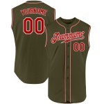 Jersey Sleeveless Custom Olive To Red-White Authentic Salute Service Baseball Jersey Sleeveless Custom Olive To Red-White Authentic Salute Service Baseball