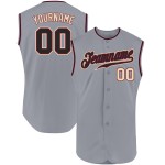 Authentic Jersey Black-Cream Gray Custom Sleeveless Baseball Authentic Jersey Black-Cream Gray Custom Sleeveless Baseball
