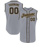 Sleeveless Custom Black-Old Baseball Authentic Jersey Gold Gray Sleeveless Custom Black-Old Baseball Authentic Jersey Gold Gray