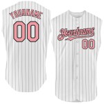 Pinstripe Custom Medium Authentic Jersey Baseball Sleeveless Pink White Black Pinstripe Custom Medium Authentic Jersey Baseball Sleeveless Pink White Black