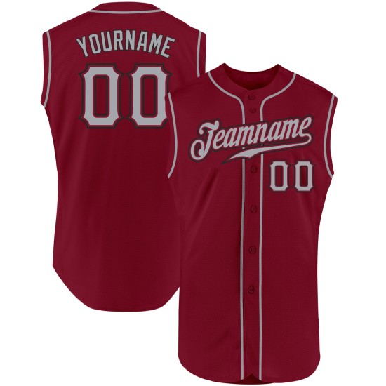 Jersey Custom Authentic Sleeveless Gray-Black Crimson Baseball Jersey Custom Authentic Sleeveless Gray-Black Crimson Baseball
