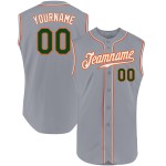 Green-Orange Sleeveless Authentic Gray Custom Baseball Jersey Green-Orange Sleeveless Authentic Gray Custom Baseball Jersey