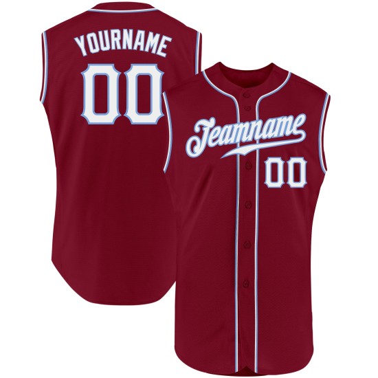 Authentic Crimson Jersey Baseball Blue White-Light Sleeveless Custom Authentic Crimson Jersey Baseball Blue White-Light Sleeveless Custom