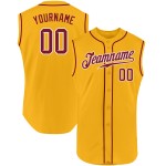 Sleeveless Crimson-White Jersey Authentic Custom Baseball Gold Sleeveless Crimson-White Jersey Authentic Custom Baseball Gold
