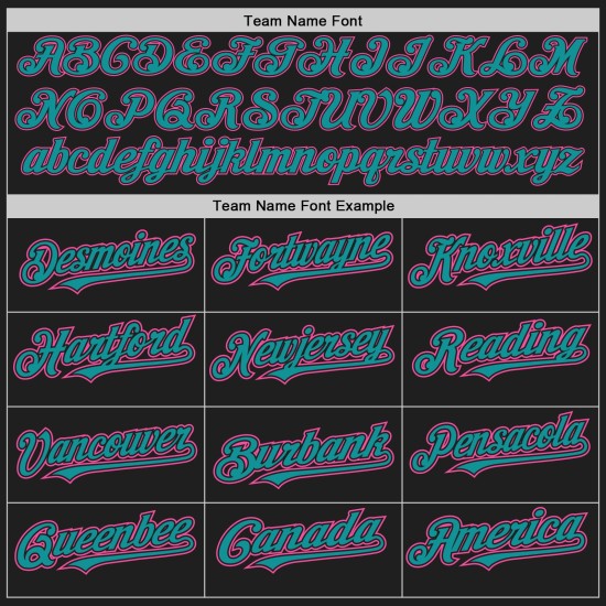 Authentic Raglan Sleeves Black Custom Jersey Baseball Teal-Pink Authentic Raglan Sleeves Black Custom Jersey Baseball Teal-Pink
