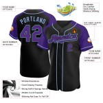 Black Raglan Sleeves Baseball Custom Jersey Authentic Blue Purple-Light Black Raglan Sleeves Baseball Custom Jersey Authentic Blue Purple-Light