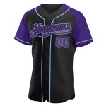 Black Raglan Sleeves Baseball Custom Jersey Authentic Blue Purple-Light Black Raglan Sleeves Baseball Custom Jersey Authentic Blue Purple-Light