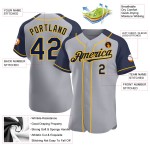 Raglan Authentic Navy-Gold Jersey Baseball Custom Gray Sleeves Raglan Authentic Navy-Gold Jersey Baseball Custom Gray Sleeves