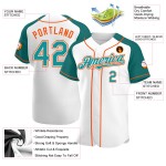 Custom Baseball White Teal-Orange Jersey Raglan Authentic Sleeves Custom Baseball White Teal-Orange Jersey Raglan Authentic Sleeves