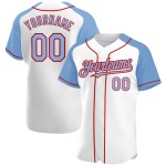 Blue-Red Baseball Raglan White Jersey Sleeves Custom Light Authentic Blue-Red Baseball Raglan White Jersey Sleeves Custom Light Authentic