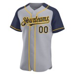 Raglan Authentic Navy-Gold Jersey Baseball Custom Gray Sleeves Raglan Authentic Navy-Gold Jersey Baseball Custom Gray Sleeves