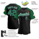 Baseball Custom Kelly Sleeves Black Authentic Jersey Raglan Green-White Baseball Custom Kelly Sleeves Black Authentic Jersey Raglan Green-White