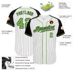 Raglan White Neon Jersey Black Authentic Sleeves Baseball Green-Black Pinstripe Custom Raglan White Neon Jersey Black Authentic Sleeves Baseball Green-Black Pinstripe Custom