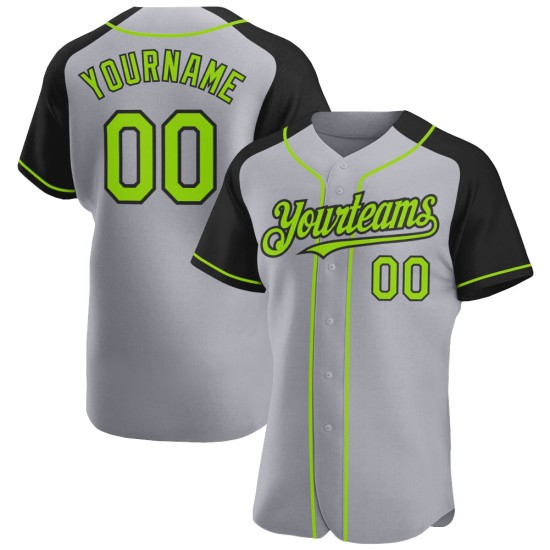 Raglan Neon Green-Black Gray Authentic Baseball Custom Jersey Sleeves Raglan Neon Green-Black Gray Authentic Baseball Custom Jersey Sleeves