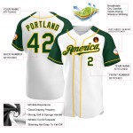 Jersey Authentic White Baseball Sleeves Raglan Custom Green-Gold Jersey Authentic White Baseball Sleeves Raglan Custom Green-Gold