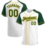 Jersey Authentic White Baseball Sleeves Raglan Custom Green-Gold Jersey Authentic White Baseball Sleeves Raglan Custom Green-Gold