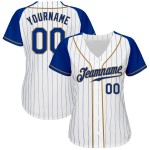 Jersey Royal Pinstripe White Custom Raglan Royal-Old Sleeves Baseball Authentic Gold Jersey Royal Pinstripe White Custom Raglan Royal-Old Sleeves Baseball Authentic Gold