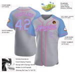 Baseball Sleeves Gray Blue-Pink Custom Raglan Authentic Jersey Light