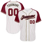 Raglan Crimson Authentic Baseball White Pinstripe Custom Sleeves Jersey Crimson-Cream Raglan Crimson Authentic Baseball White Pinstripe Custom Sleeves Jersey Crimson-Cream