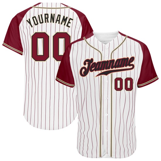 Raglan Crimson Authentic Baseball White Pinstripe Custom Sleeves Jersey Crimson-Cream Raglan Crimson Authentic Baseball White Pinstripe Custom Sleeves Jersey Crimson-Cream