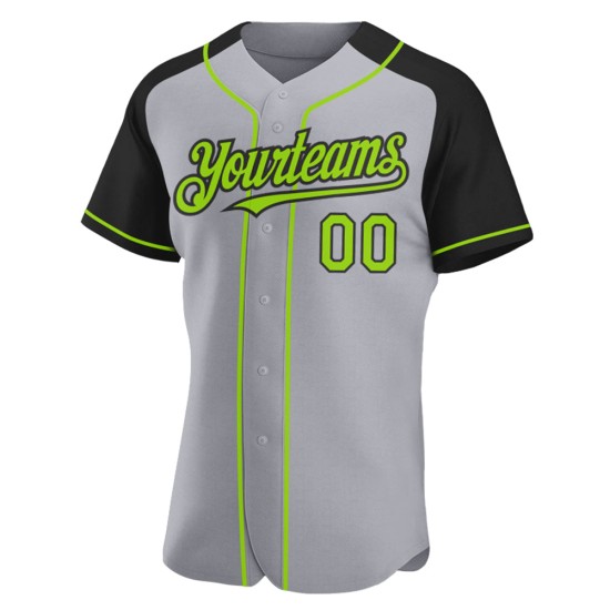 Raglan Neon Green-Black Gray Authentic Baseball Custom Jersey Sleeves Raglan Neon Green-Black Gray Authentic Baseball Custom Jersey Sleeves