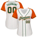 Baseball Sleeves Green-Orange Raglan Custom White Pinstripe Jersey Authentic Orange Baseball Sleeves Green-Orange Raglan Custom White Pinstripe Jersey Authentic Orange