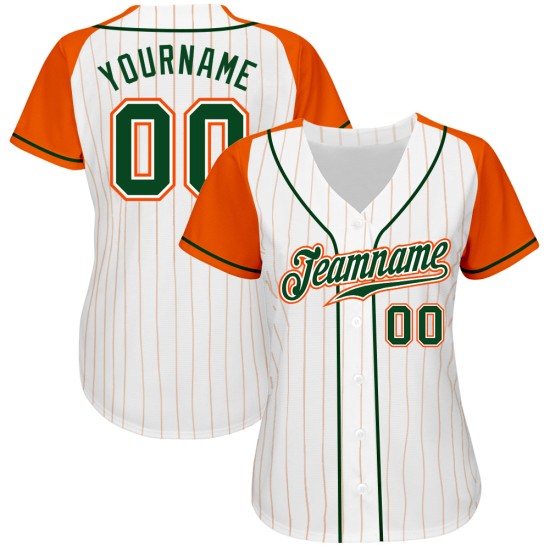 Baseball Sleeves Green-Orange Raglan Custom White Pinstripe Jersey Authentic Orange Baseball Sleeves Green-Orange Raglan Custom White Pinstripe Jersey Authentic Orange